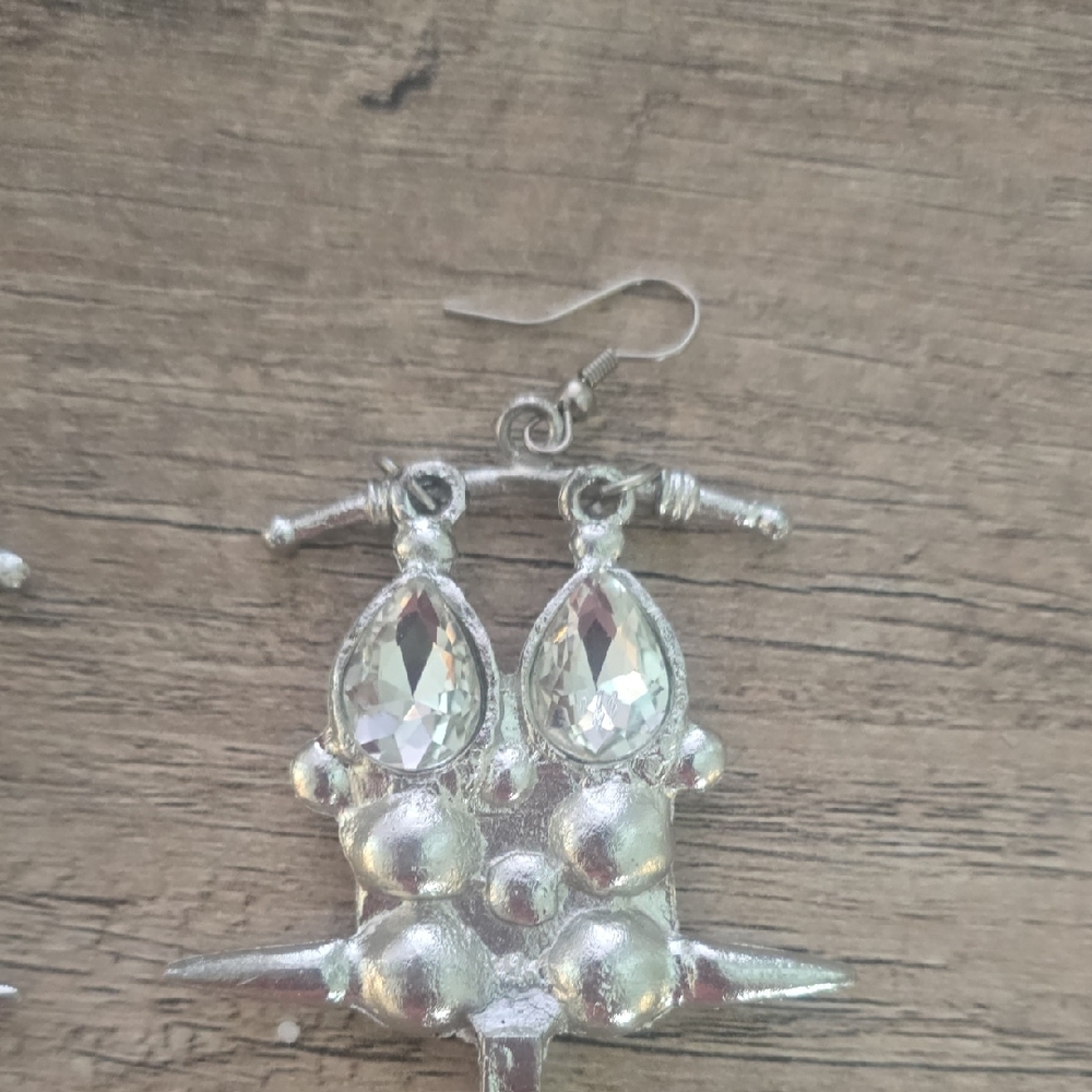 Silver Statement Earrings - image 3